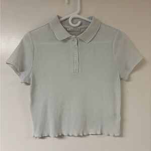 Rose & Vine Button Cropped Top white size medium
